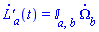 diff(`L'`[a](t), t) = `&Iopf;`[a, b]*(diff(Omega[b](t), t))