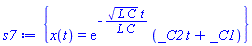 {x(t) = exp(-(L*C)^(1/2)*t/(L*C))*(_C2*t+_C1)}