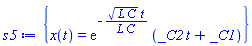 {x(t) = exp(-(L*C)^(1/2)*t/(L*C))*(_C2*t+_C1)}