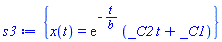 {x(t) = exp(-t/b)*(_C2*t+_C1)}