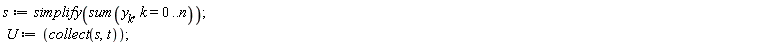 s := simplify(sum(y[k], k = 0 .. n));