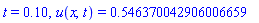t = .10, u(x, t) = .546370042906006659