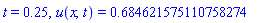 t = .25, u(x, t) = .684621575110758274