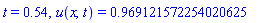 t = .54, u(x, t) = .969121572254020625