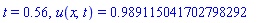 t = .56, u(x, t) = .989115041702798292