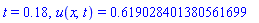 t = .18, u(x, t) = .619028401380561699
