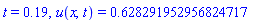 t = .19, u(x, t) = .628291952956824717