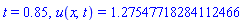 t = .85, u(x, t) = 1.27547718284112466