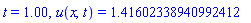 t = 1.00, u(x, t) = 1.41602338940992412