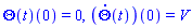 (Theta(t))(0) = 0, (diff(Theta(t), t))(0) = V
