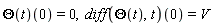 (Theta(t))(0) = 0, (diff(Theta(t), t))(0) = V