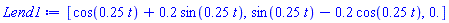 [cos(.25*t)+.2*sin(.25*t), sin(.25*t)-.2*cos(.25*t), 0.]