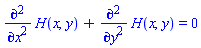 diff(diff(H(x, y), x), x)+diff(diff(H(x, y), y), y) = 0
