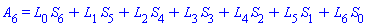 A[6] = L[0]*S[6]+L[1]*S[5]+L[2]*S[4]+L[3]*S[3]+L[4]*S[2]+L[5]*S[1]+L[6]*S[0]