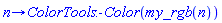 proc (n) options operator, arrow; ColorTools:-Color(my_rgb(n)) end proc