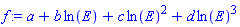 a+b*ln(E)+c*ln(E)^2+d*ln(E)^3