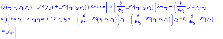 PDESolStruc(f(x[1], x[2], p[1], p[2]) = _F4(p[2])+_F5(x[1], x[2], p[1]), [{2*(diff(_F5(x[1], x[2], p[1]), p[1]))*k*m*x[1]-(diff(_F5(x[1], x[2], p[1]), p[1]))*k*m*x[2]-k*_c[4]*x[1]*m+2*k*_c[4]*x[2]*m-(diff(_F5(x[1], x[2], p[1]), x[1]))*p[1]-(diff(_F5(x[1], x[2], p[1]), x[2]))*p__2 = 0, diff(_F4(p[2]), p[2]) = _c[4]}])