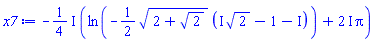 -((1/4)*I)*(ln(-(1/2)*(2+2^(1/2))^(1/2)*(I*2^(1/2)+(-1-I)))+(2*I)*Pi)