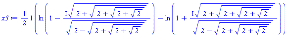 ((1/2)*I)*(ln(1-I*(2+(2+(2+2^(1/2))^(1/2))^(1/2))^(1/2)/(2-(2+(2+2^(1/2))^(1/2))^(1/2))^(1/2))-ln(1+I*(2+(2+(2+2^(1/2))^(1/2))^(1/2))^(1/2)/(2-(2+(2+2^(1/2))^(1/2))^(1/2))^(1/2)))