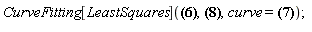 CurveFitting[LeastSquares]([[3, -1], [5, 3], [6, -7], [7, 5], [9, -2]], x, curve = a*x^2+b*x+c)