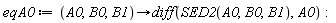 eqA0 := proc (A0, B0, B1) options operator, arrow; diff(SED2(A0, B0, B1), A0) end proc: