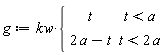 g := kw*piecewise(t < a, t, t < 2*a, 2*a-t)