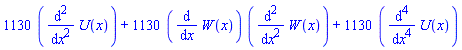 1130*(diff(diff(U(x), x), x))+1130*(diff(W(x), x))*(diff(diff(W(x), x), x))+1130*(diff(diff(diff(diff(U(x), x), x), x), x))