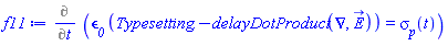 Diff(epsilon__0*%Divergence(E_) = sigma__p(t), t)