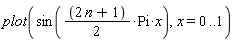 plot(sin(((2*n+1)*(1/2))*Pi*x), x = 0 .. 1)