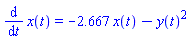 diff(x(t), t) = -2.667*x(t)-y(t)^2