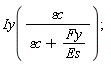 Iy(`&varepsilon;c`/(`&varepsilon;c`+Fy/Es))