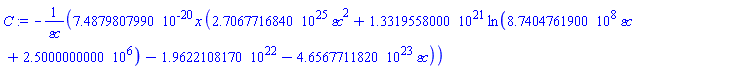 -0.7487980799e-19*x*(0.2706771684e26*`&varepsilon;c`^2+0.1331955800e22*ln(874047619.*`&varepsilon;c`+2500000.)-0.1962210817e23-0.4656771182e24*`&varepsilon;c`)/`&varepsilon;c`