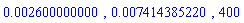0.2600000000e-2, 0.7414385220e-2, 400