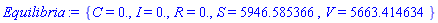 {C = 0., I = 0., R = 0., S = 5946.585366, V = 5663.414634}
