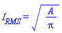 I__RMS = (A/Pi)^(1/2)