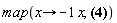map(proc (x) options operator, arrow; -x end proc, k/m <= 2/n)