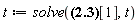 t := solve({x = 10-40*t, y = 10-20*t}[1], t)