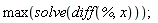 max(solve(diff(%, x)));