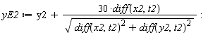 yE2 := y2+30*(diff(x2, t2))/sqrt((diff(x2, t2))^2+(diff(y2, t2))^2)