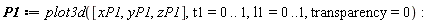 P1 := plot3d([xP1, yP1, zP1], t1 = 0 .. 1, l1 = 0 .. 1, transparency = 0)