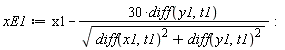 xE1 := x1-30*(diff(y1, t1))/sqrt((diff(x1, t1))^2+(diff(y1, t1))^2)