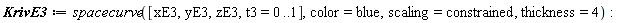 KrivE3 := spacecurve([xE3, yE3, zE3, t3 = 0 .. 1], color = blue, scaling = constrained, thickness = 4)