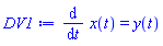 diff(x(t), t) = y(t)
