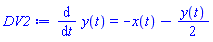 diff(y(t), t) = -x(t)-(1/2)*y(t)
