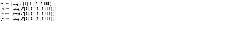 a := [seq(A[i], i = 1 .. 1000)]: