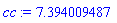 cc := 7.394009487