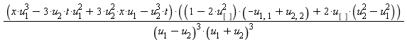 (-3*t*u[1]^2*u[2]-t*u[2]^3+x*u[1]^3+3*x*u[1]*u[2]^2)*((-2*u[]^2+1)*(-u[1, 1]+u[2, 2])+2*u[]*(-u[1]^2+u[2]^2))/((u[1]-u[2])^3*(u[1]+u[2])^3)