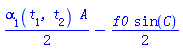 (1/2)*alpha[1](t[1], t[2])*A-(1/2)*f0*sin(C)