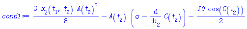 (3/8)*alpha[2](t[1], t[2])*A(t[2])^3-A(t[2])*(sigma-(diff(C(t[2]), t[2])))-(1/2)*f0*cos(C(t[2]))