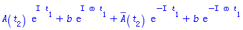 A(t[2])*exp(I*t[1])+b*exp(I*omega*t[1])+(conjugate(A))(t[2])*exp(-I*t[1])+b*exp(-I*omega*t[1])